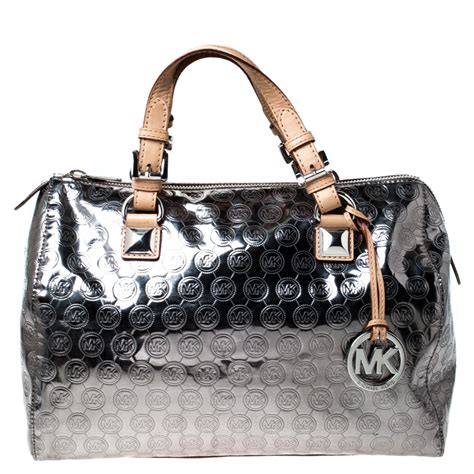 michael kors handbag black silver|Michael Kors grayson silver.